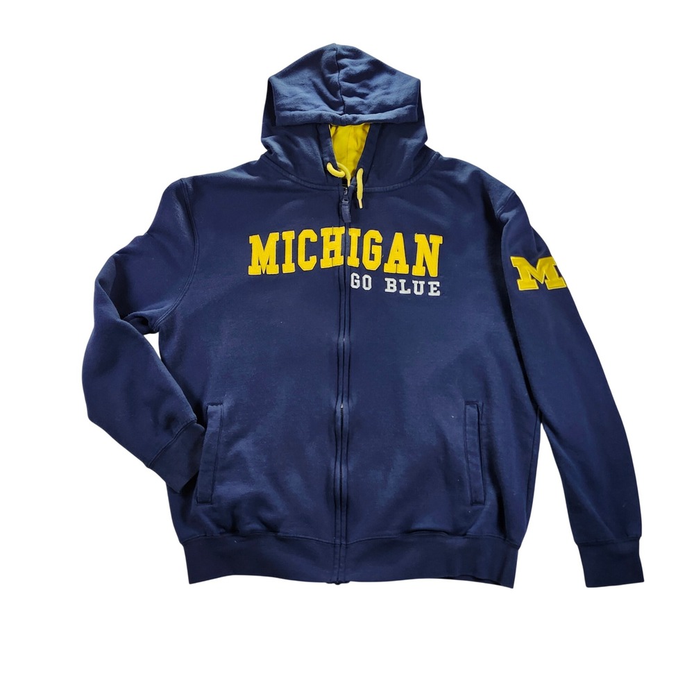 Stadium Athletics Michigan Hoodie Mens XL Blue Good Full Zip Go Blue Embroidered